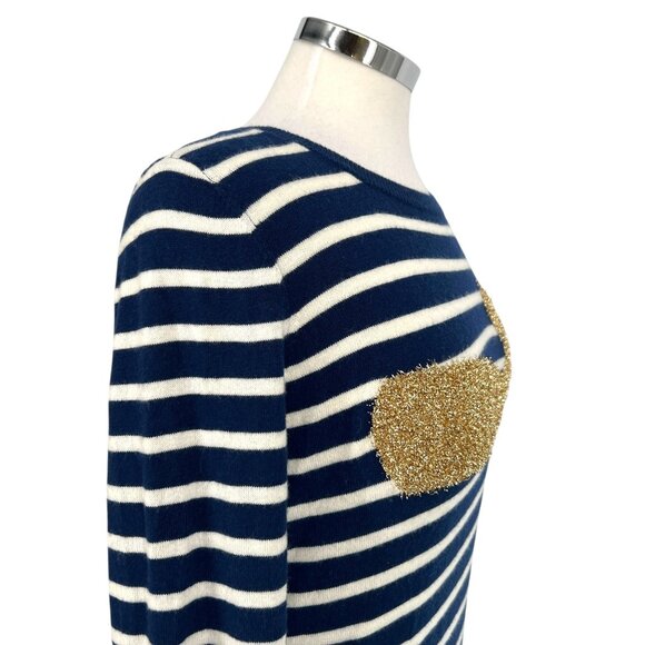 Talbots Nautical Gold Whale Navy White Striped Sweater Size Small - Picture 6 of 10